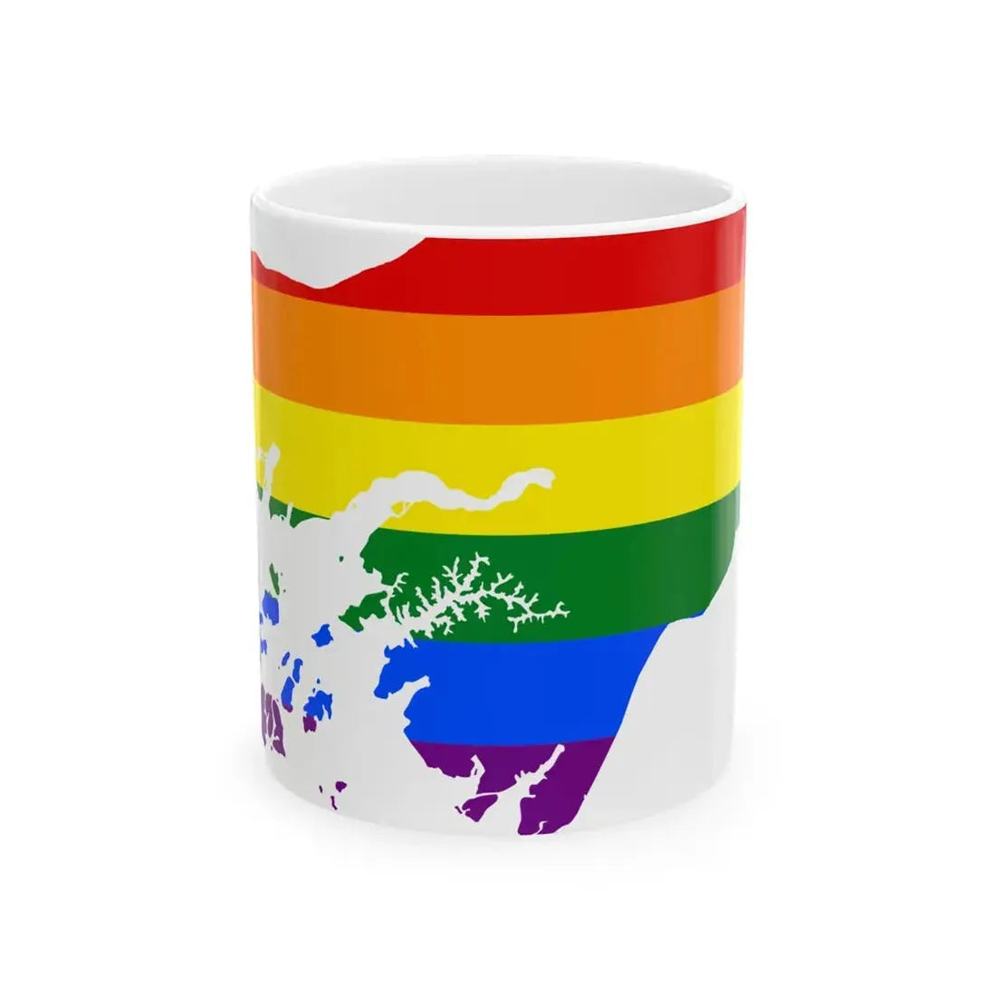 LGBT flag map of Guinea-Bissau (Guinea) White Coffee Mug 11oz - Go Mug Yourself