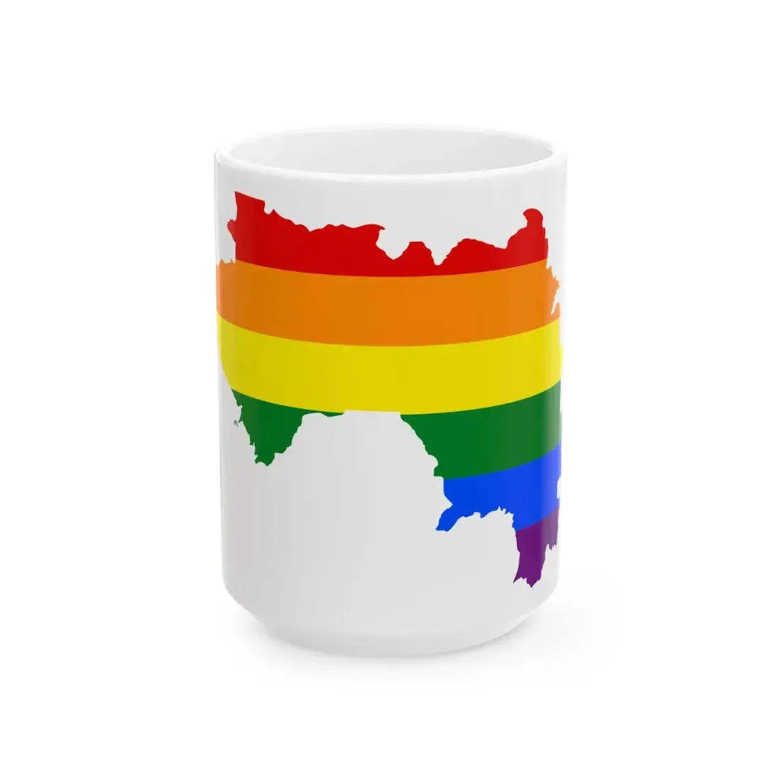 LGBT flag map of Guinea (Guinea) White Coffee Mug 15oz - Go Mug Yourself
