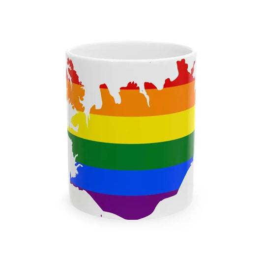 LGBT flag map of Iceland (Iceland) White Coffee Mug 11oz - Go Mug Yourself