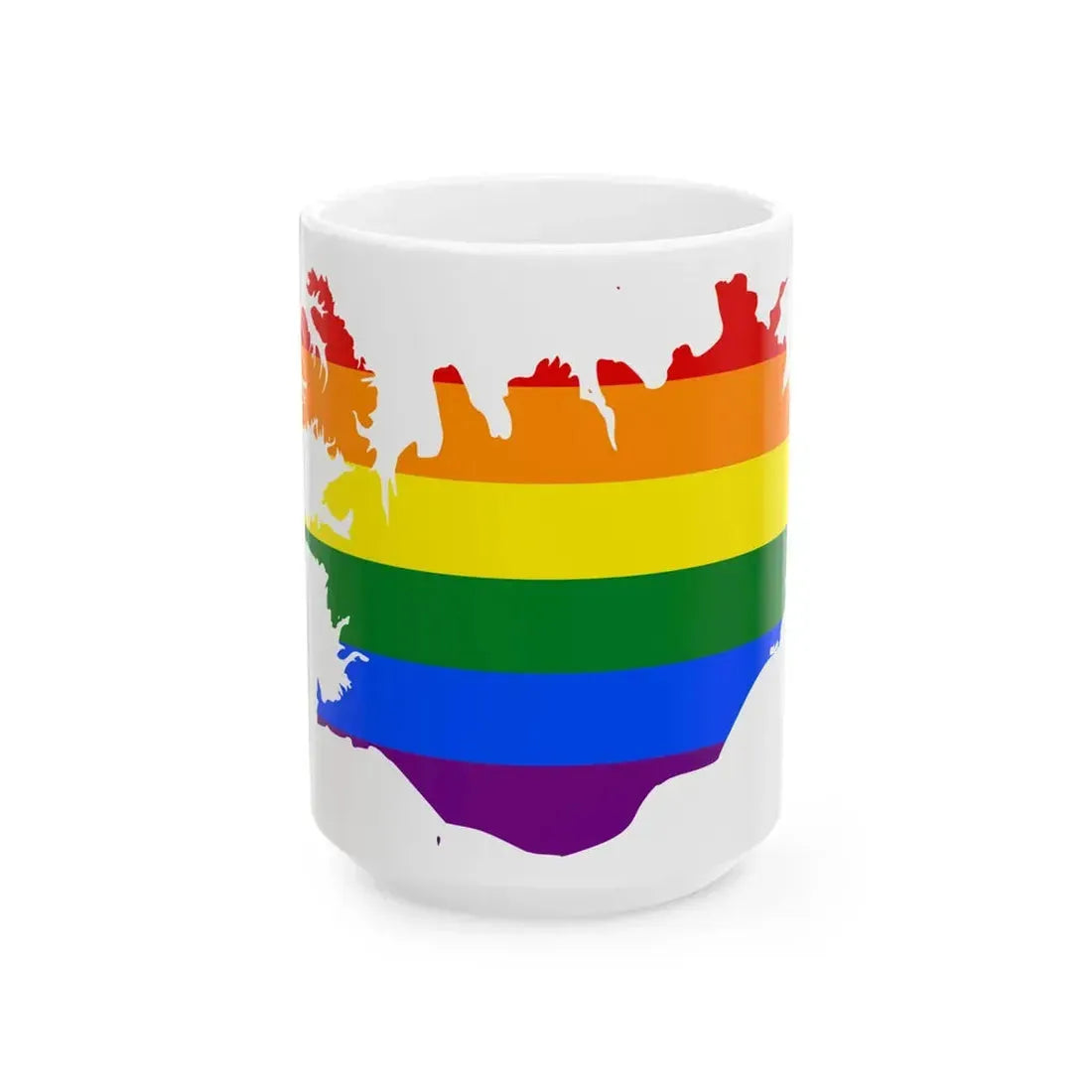 LGBT flag map of Iceland (Iceland) White Coffee Mug 15oz - Go Mug Yourself