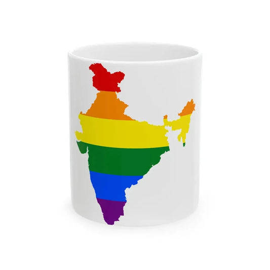 LGBT flag map of India (India) White Coffee Mug 11oz - Go Mug Yourself