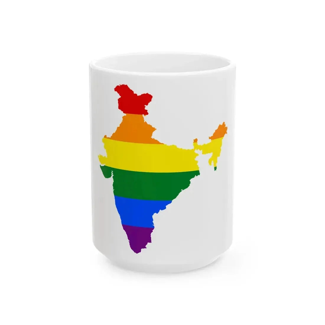 LGBT flag map of India (India) White Coffee Mug 15oz - Go Mug Yourself