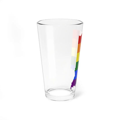 LGBT flag map of Indiana (United States) Pint Glass 16oz - Go Mug Yourself