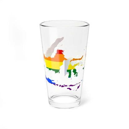 LGBT flag map of Indonesia (Indonesia) Pint Glass 16oz 16oz - Go Mug Yourself