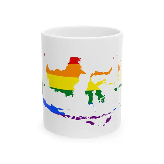LGBT flag map of Indonesia (Indonesia) White Coffee Mug 11oz - Go Mug Yourself