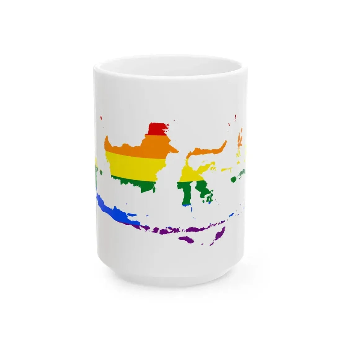 LGBT flag map of Indonesia (Indonesia) White Coffee Mug 15oz - Go Mug Yourself