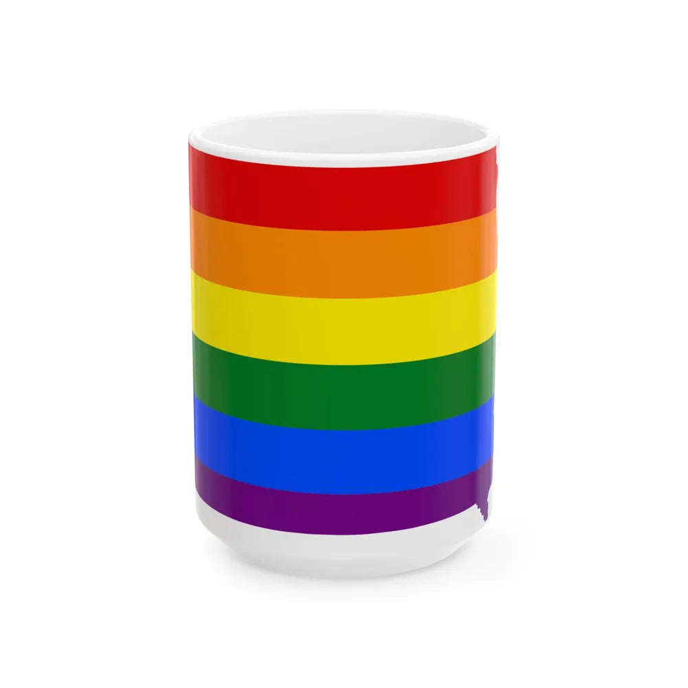 LGBT flag map of Iowa (United States) White Coffee Mug 15oz - Go Mug Yourself
