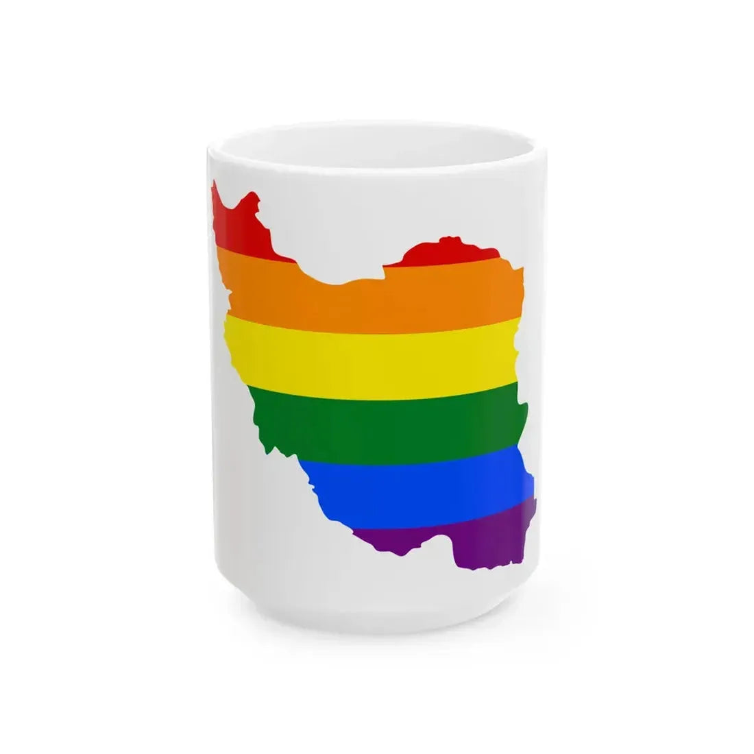 LGBT flag map of Iran (Iran) White Coffee Mug 15oz - Go Mug Yourself