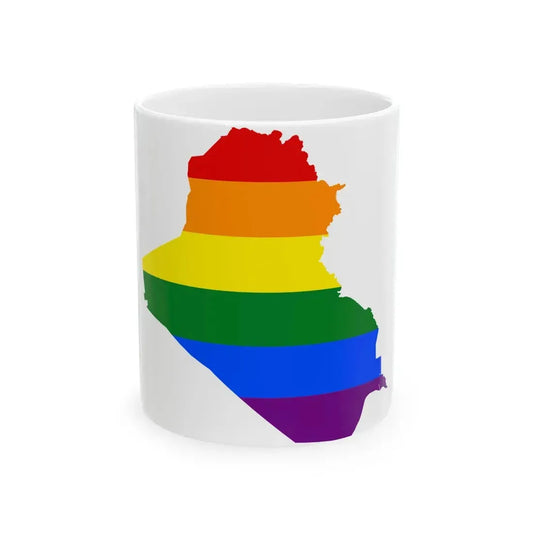LGBT flag map of Iraq (Iraq) White Coffee Mug 11oz - Go Mug Yourself
