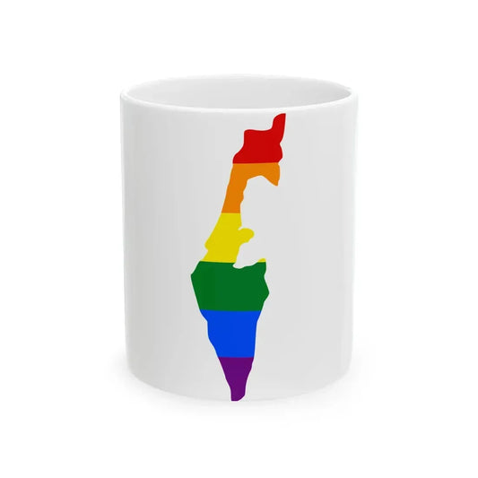 LGBT flag map of Israel (Israel) White Coffee Mug 11oz - Go Mug Yourself