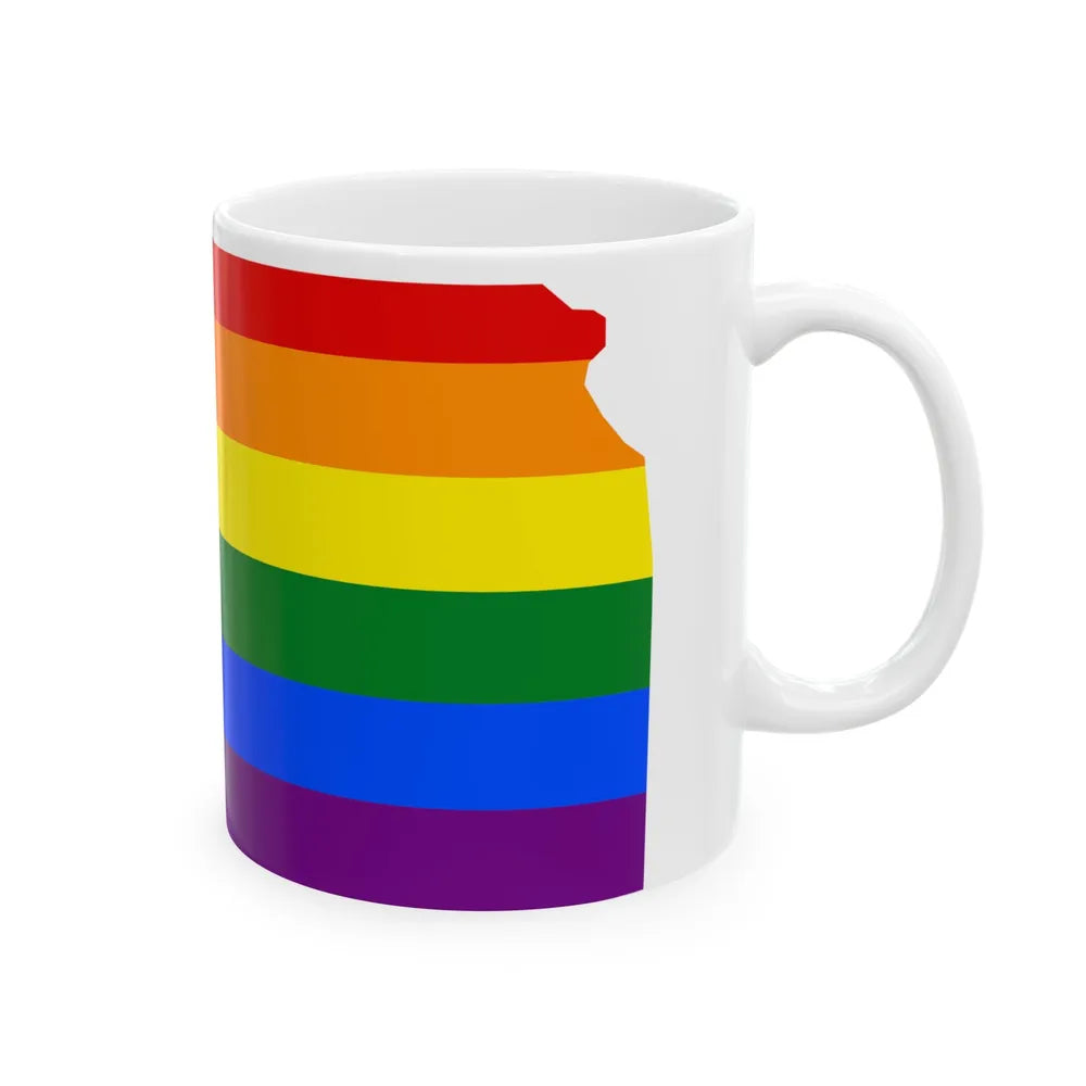 LGBT flag map of Kansas (United States) White Coffee Mug - Go Mug Yourself