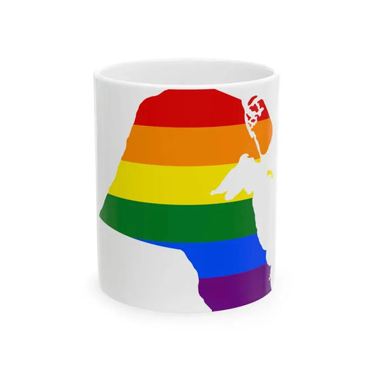 LGBT flag map of Kuwait (Kuwait) White Coffee Mug 11oz - Go Mug Yourself
