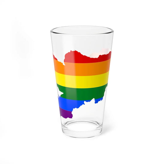 LGBT flag map of Kyrgyzstan (Kyrgyzstan) Pint Glass 16oz 16oz - Go Mug Yourself