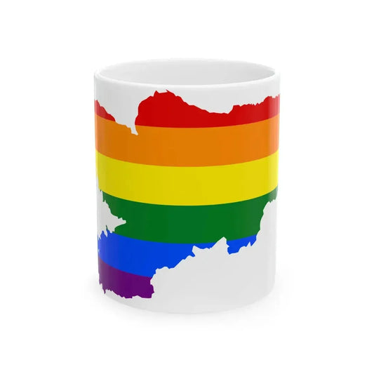 LGBT flag map of Kyrgyzstan (Kyrgyzstan) White Coffee Mug 11oz - Go Mug Yourself