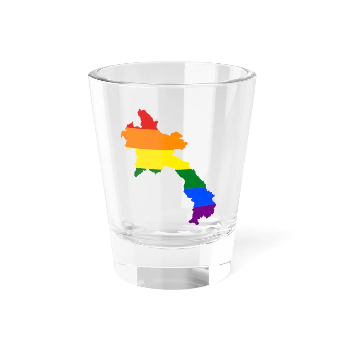 LGBT flag map of Laos (Laos) Shot Glass 1.5oz - Go Mug Yourself