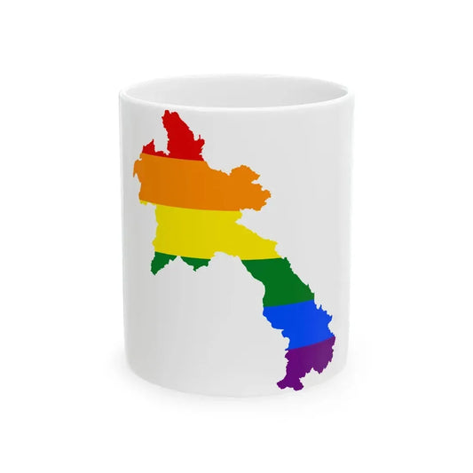 LGBT flag map of Laos (Laos) White Coffee Mug 11oz - Go Mug Yourself