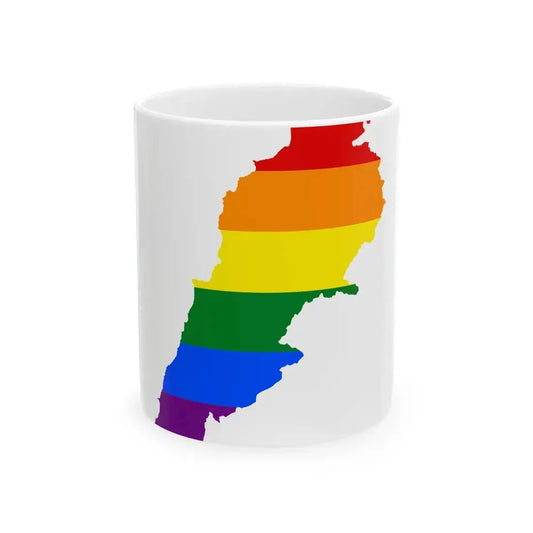 LGBT flag map of Lebanon (Lebanon) White Coffee Mug 11oz - Go Mug Yourself
