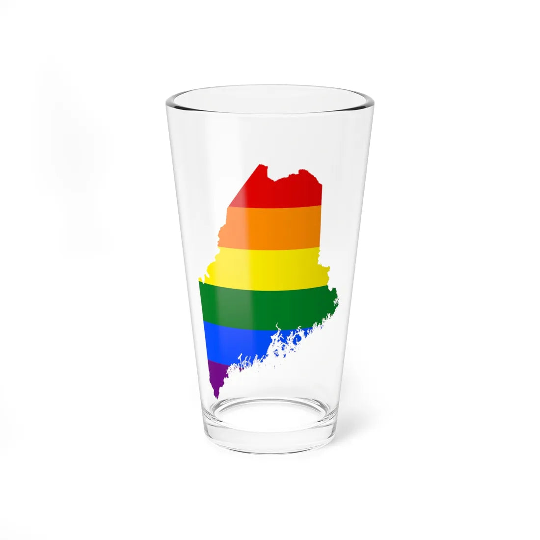 LGBT flag map of Maine (United States) Pint Glass 16oz 16oz - Go Mug Yourself