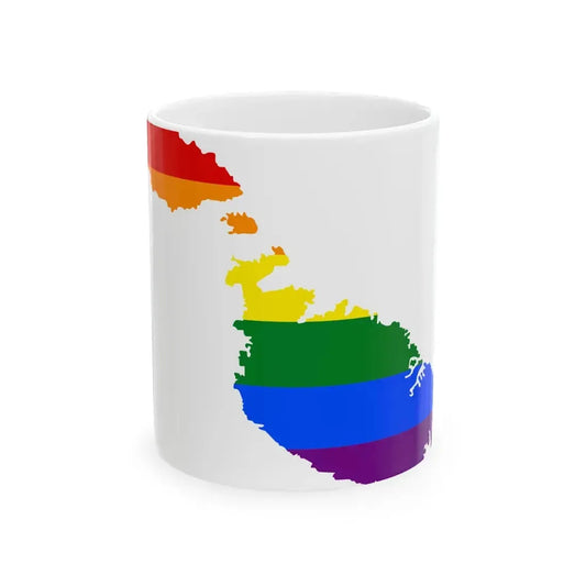 LGBT flag map of Malta (Malta) White Coffee Mug 11oz - Go Mug Yourself