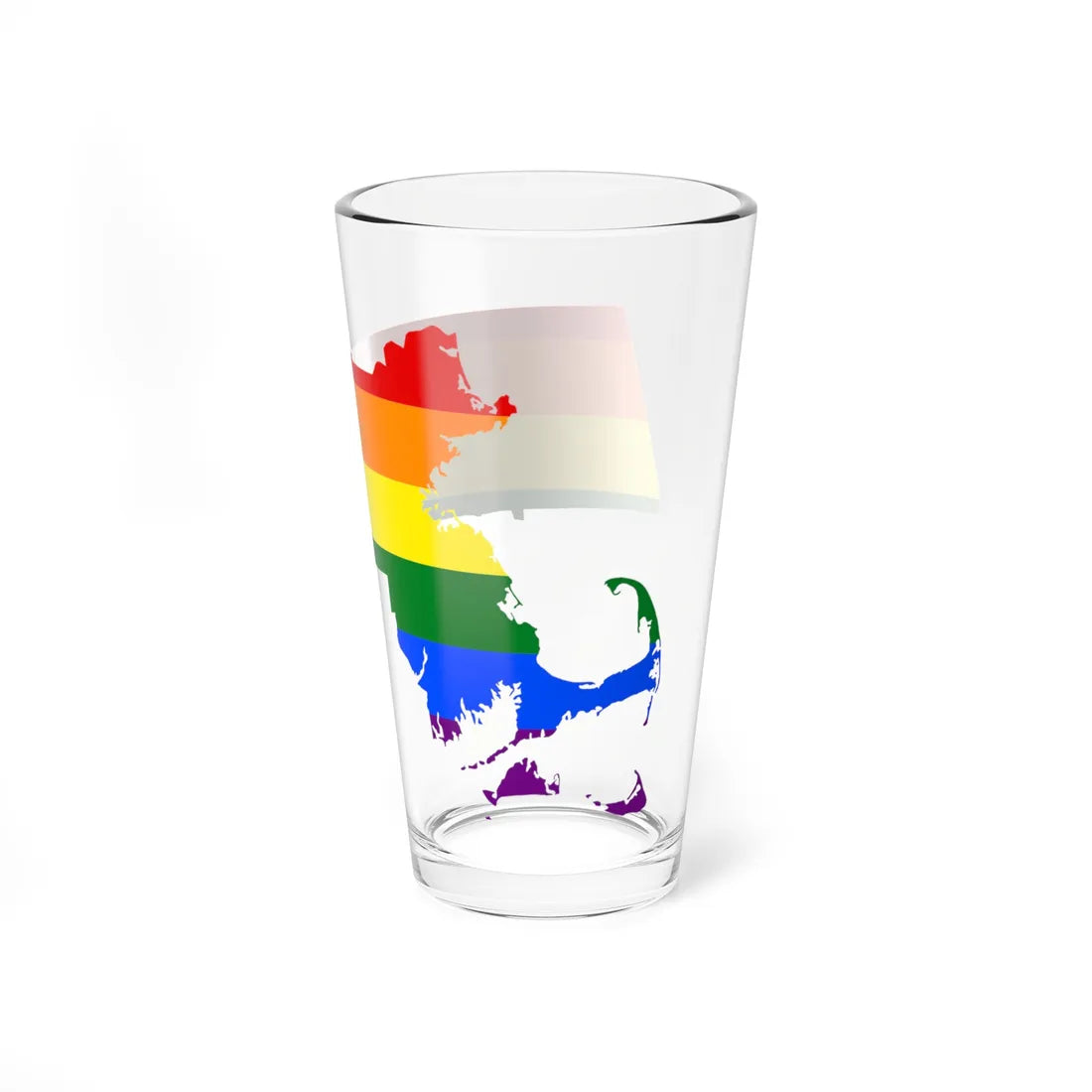 LGBT flag map of Massachusetts (United States) Pint Glass 16oz - Go Mug Yourself
