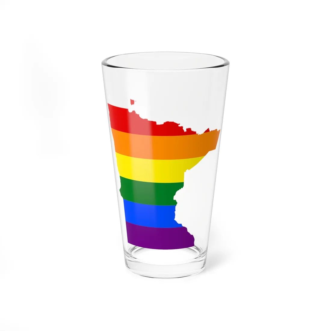 LGBT flag map of Minnesota (United States) Pint Glass 16oz 16oz - Go Mug Yourself