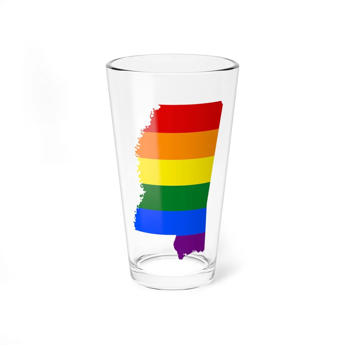 LGBT flag map of Mississippi (United States) Pint Glass 16oz 16oz - Go Mug Yourself