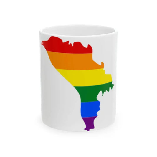 LGBT flag map of Moldova (Moldova) White Coffee Mug 11oz - Go Mug Yourself