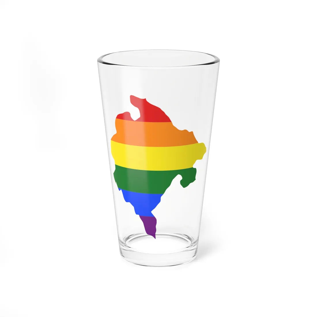 LGBT flag map of Montenegro (Montenegro) Pint Glass 16oz 16oz - Go Mug Yourself