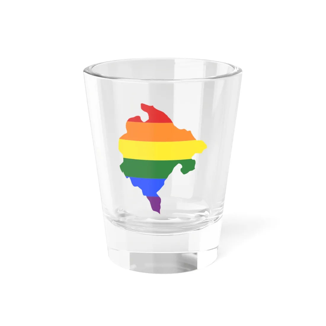 LGBT flag map of Montenegro (Montenegro) Shot Glass 1.5oz 1.5oz - Go Mug Yourself