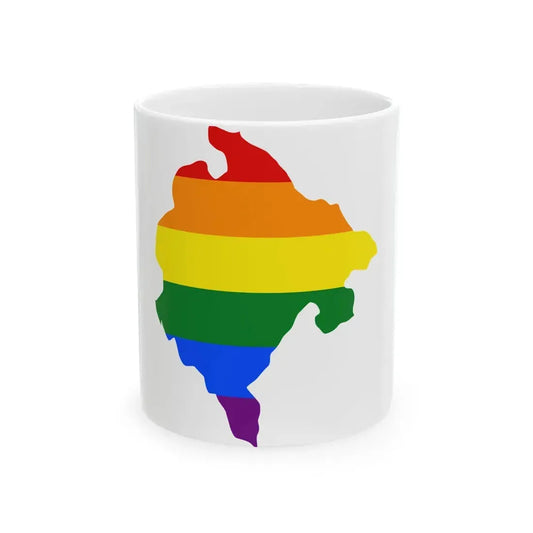 LGBT flag map of Montenegro (Montenegro) White Coffee Mug 11oz - Go Mug Yourself