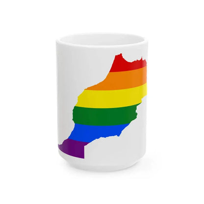 LGBT flag map of Morocco (Morocco) White Coffee Mug 15oz - Go Mug Yourself