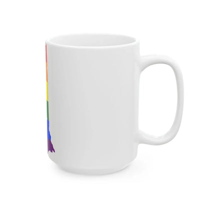 LGBT flag map of New Hampshire (United States) White Coffee Mug - Go Mug Yourself