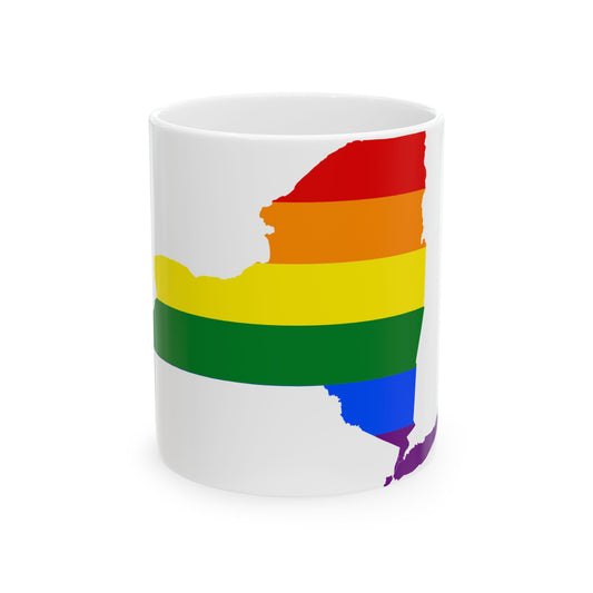 LGBT flag map of New York (United States) White Coffee Mug-11oz-Go Mug Yourself