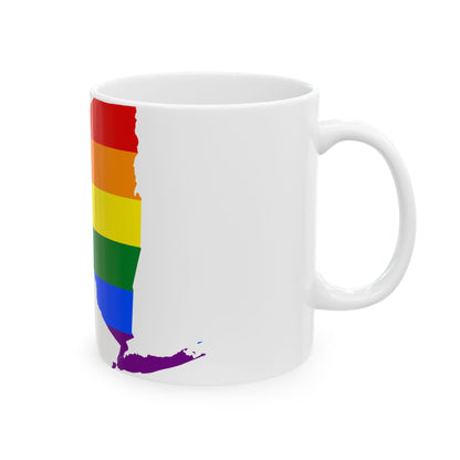 LGBT flag map of New York (United States) White Coffee Mug-Go Mug Yourself