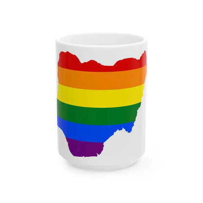 LGBT flag map of Nigeria (Niger) White Coffee Mug 15oz - Go Mug Yourself