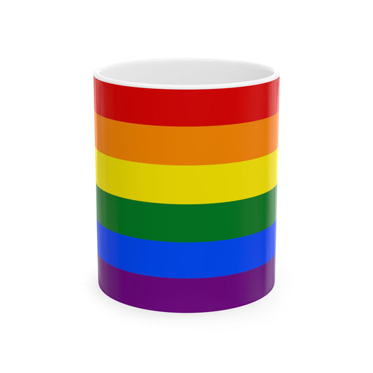 LGBT flag map of North Dakota (United States) White Coffee Mug-11oz-Go Mug Yourself