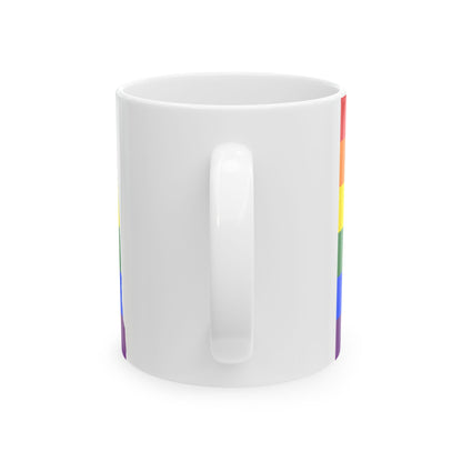 LGBT flag map of North Dakota (United States) White Coffee Mug-Go Mug Yourself