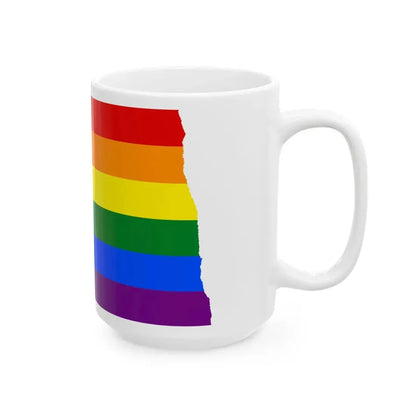 LGBT flag map of North Dakota (United States) White Coffee Mug - Go Mug Yourself