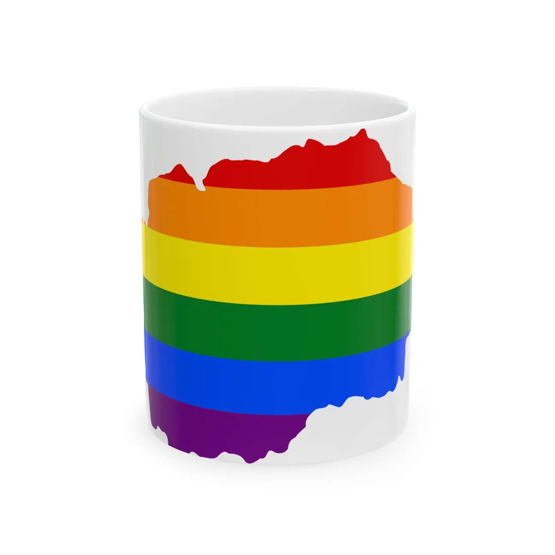 LGBT flag map of North Macedonia (North Macedonia) White Coffee Mug 11oz - Go Mug Yourself