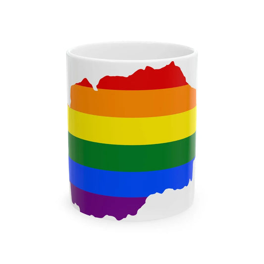 LGBT flag map of North Macedonia (North Macedonia) White Coffee Mug 11oz - Go Mug Yourself