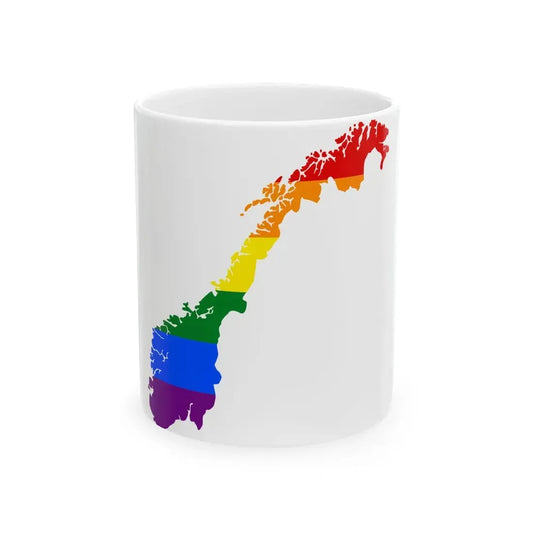 LGBT flag map of Norway (Norway) White Coffee Mug 11oz - Go Mug Yourself