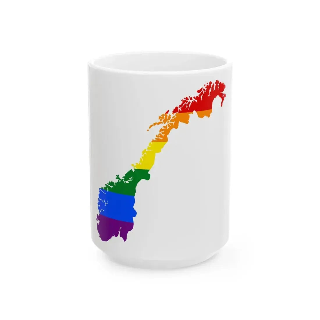 LGBT flag map of Norway (Norway) White Coffee Mug 15oz - Go Mug Yourself