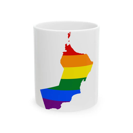 LGBT flag map of Oman (Oman) White Coffee Mug 11oz - Go Mug Yourself