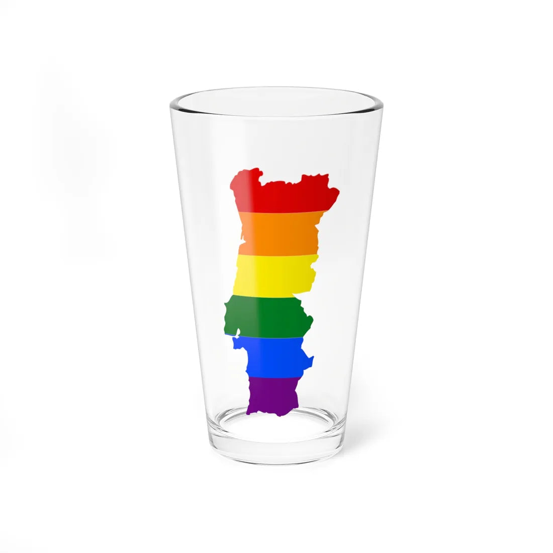 LGBT flag map of Portugal (Portugal) Pint Glass 16oz 16oz - Go Mug Yourself