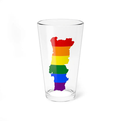 LGBT flag map of Portugal (Portugal) Pint Glass 16oz 16oz - Go Mug Yourself