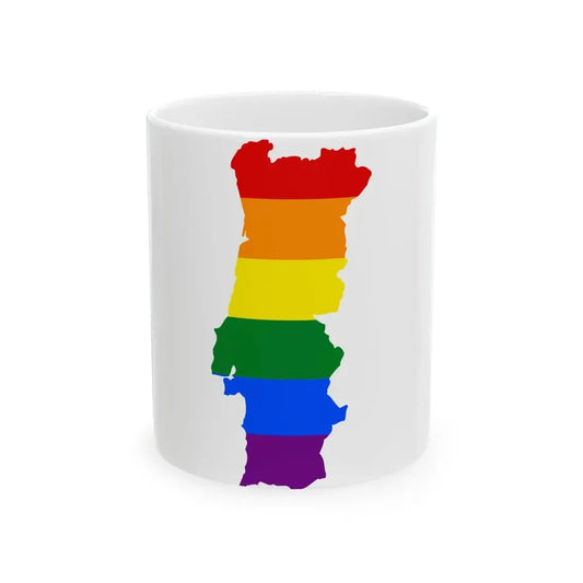LGBT flag map of Portugal (Portugal) White Coffee Mug 11oz - Go Mug Yourself