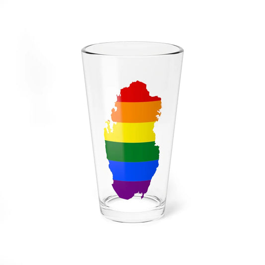 LGBT flag map of Qatar (Qatar) Pint Glass 16oz 16oz - Go Mug Yourself