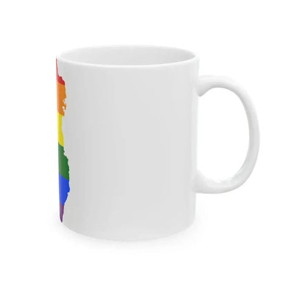 LGBT flag map of Qatar (Qatar) White Coffee Mug - Go Mug Yourself