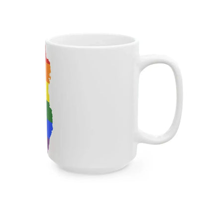 LGBT flag map of Qatar (Qatar) White Coffee Mug - Go Mug Yourself