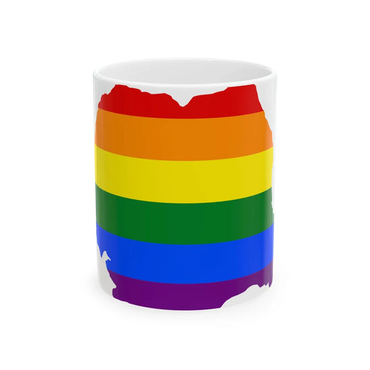 LGBT flag map of Romania (Oman) White Coffee Mug 11oz - Go Mug Yourself